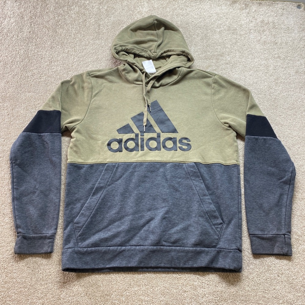 Adidas‎ Colorblock Hooded Sweatshirt Men Large Multicolor Big Logo Pullover